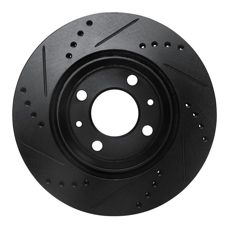 R1 Concepts R1 87-93 Saab 900 Front Right Drilled & Slotted Black Brake Rotor