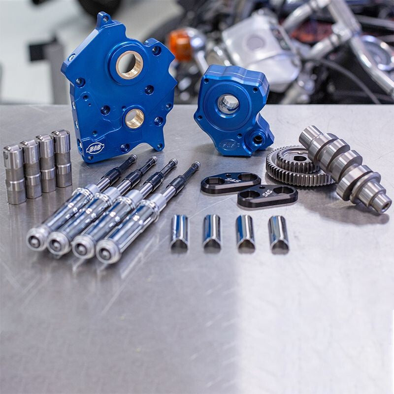 S&S Cycle 2017+ M8 Models Gear Drive 465G Cam Chest Kit w/ Chrm Pushrod Tubes - Oil Cooled Incl. VVT