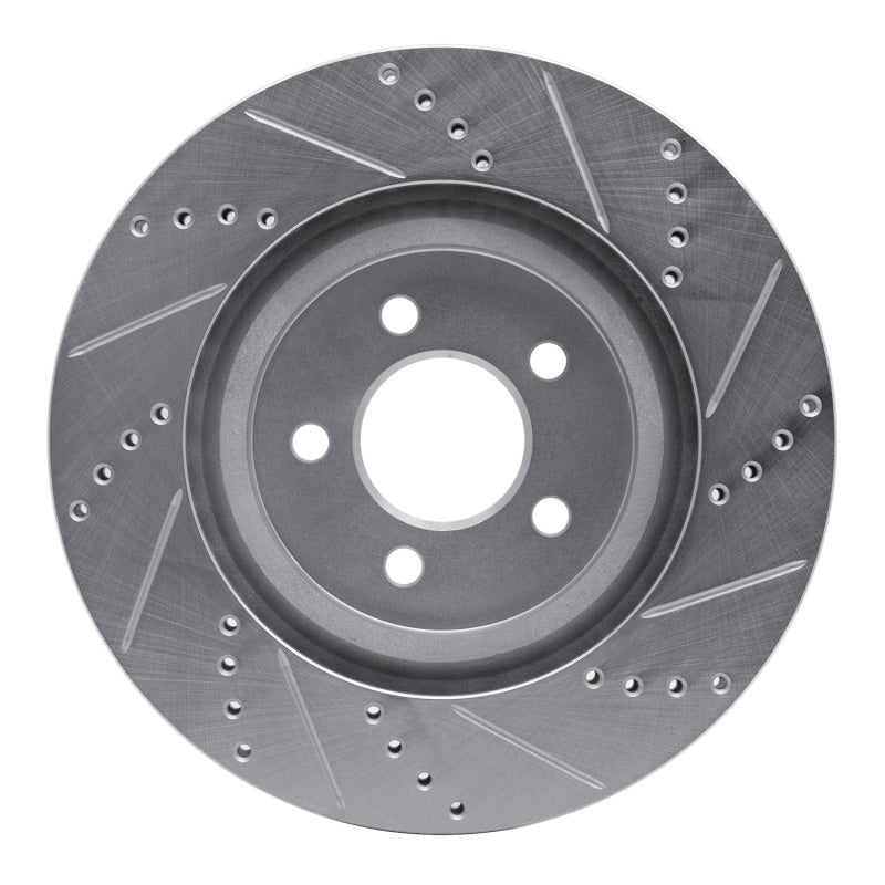 R1 Concepts R1 94-04 Ford Mustang Front Left Drilled & Slotted Silver Brake Rotor