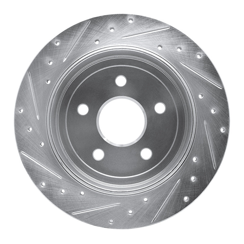 R1 Concepts R1 05-10 Jeep Commander Rear Right Drilled & Slotted Silver Brake Rotor