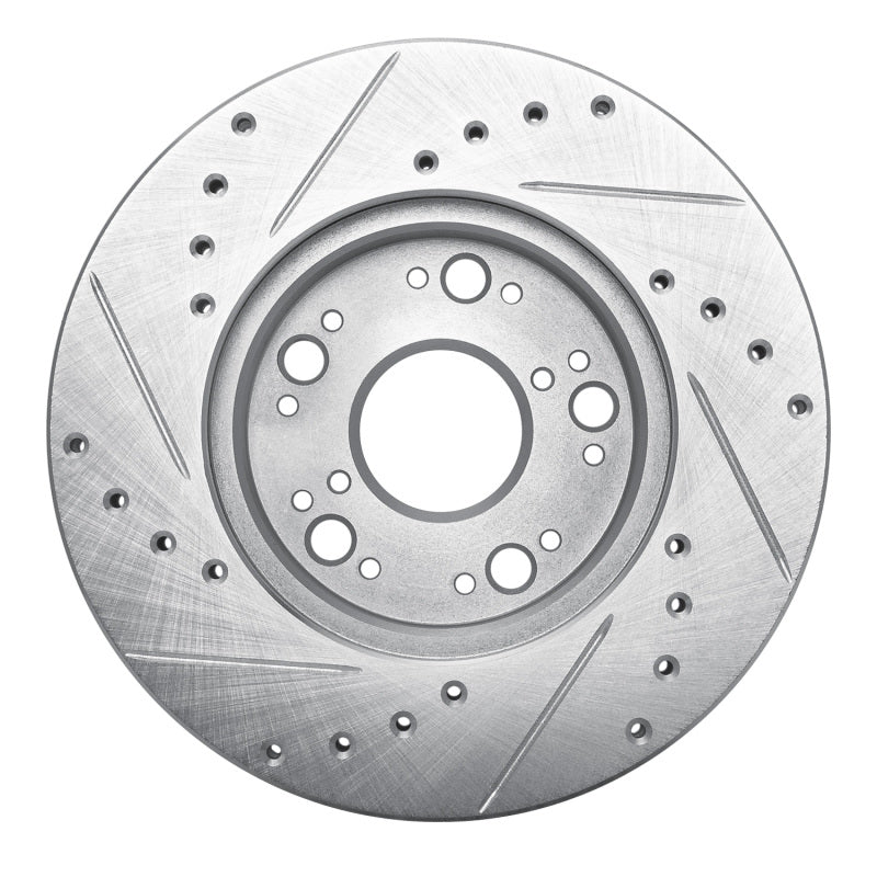 R1 Concepts R1 90-90 Lexus LS400 Front Right Drilled & Slotted Silver Brake Rotor