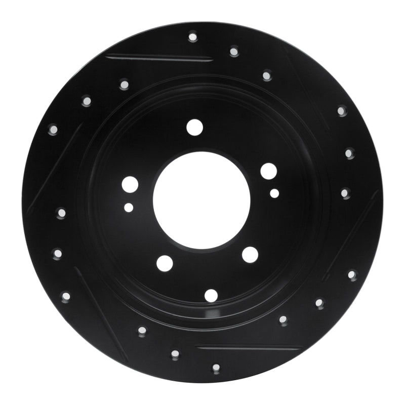 R1 Concepts R1 10-13 Kia Forte Rear Left Drilled & Slotted Black Brake Rotor