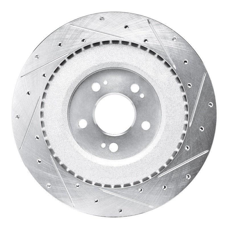 R1 Concepts R1 21-26 Genesis G80 Rear Left Drilled & Slotted Silver Brake Rotor