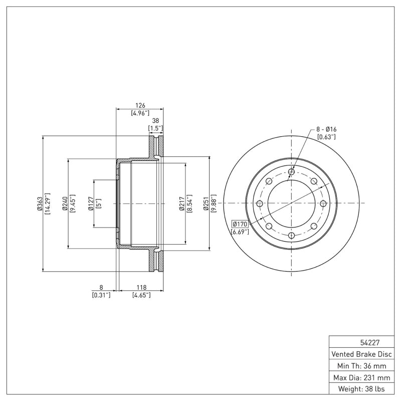 DFC 11-22 Ford F-250 2WD (Super Duty) Rear Brake Rotor