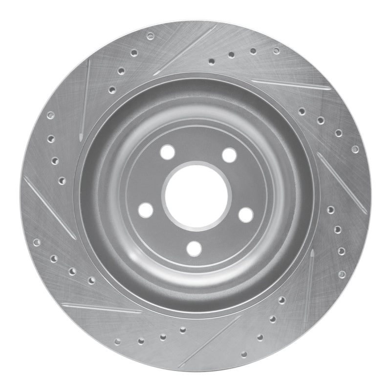 R1 Concepts R1 08-09 Jaguar XKR Left Rear Drilled & Slotted Silver Brake Rotor