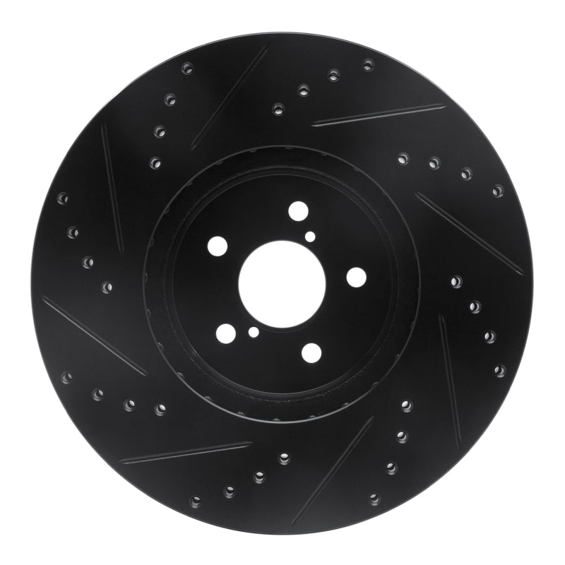 R1 Concepts R1 05-18 Subaru Forester Front Right Drilled & Slotted Black Brake Rotor