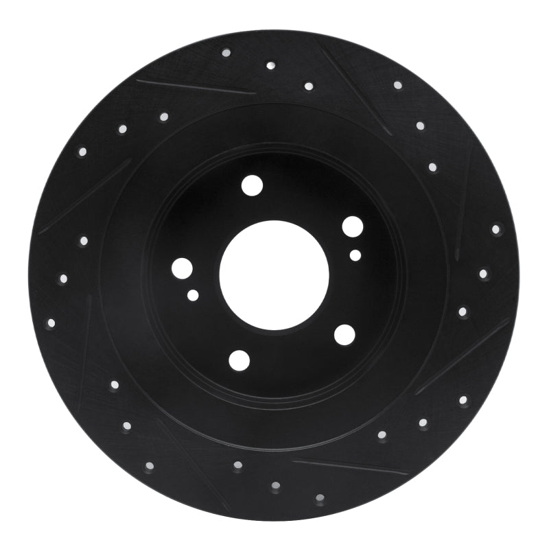 R1 Concepts R1 1984-1988 Nissan 200SX Rear Left Drilled & Slotted Black Brake Rotor