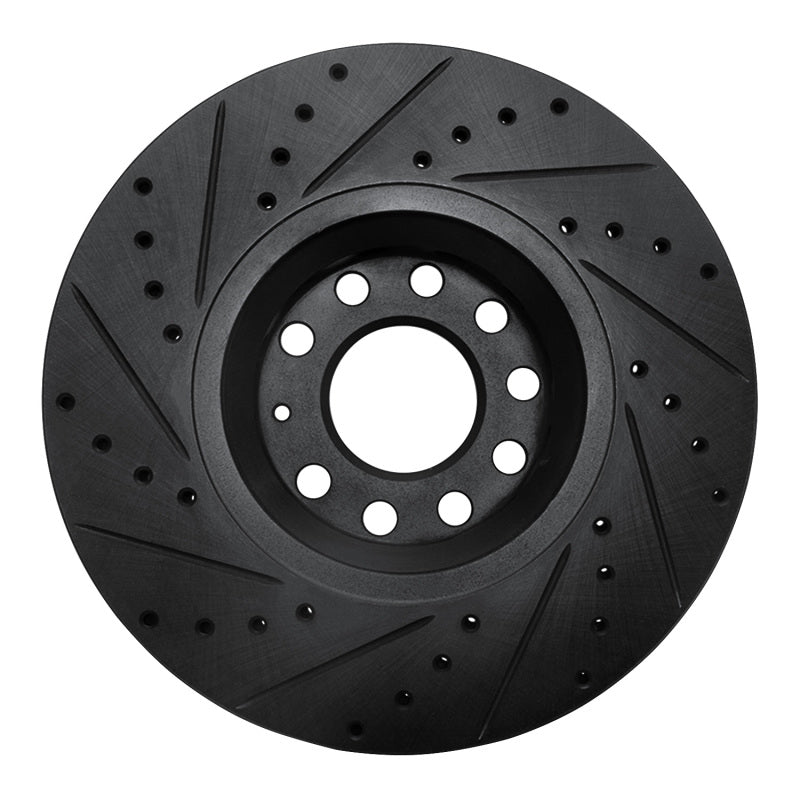 R1 Concepts R1 97-06 Audi A4 Quattro Front Right Drilled & Slotted Black Brake Rotor