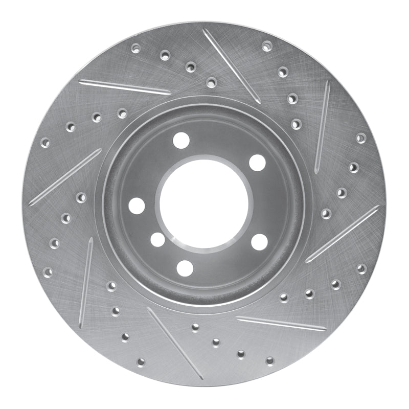 R1 Concepts R1 06-13 BMW 128I Front Left Drilled & Slotted Silver Brake Rotor