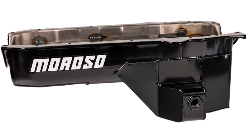 Moroso 80-85 Chevrolet SBC (w/Passenger Side Dipstick) Wet Sump 5.5qt 7.5in Steel Oil Pan - Black