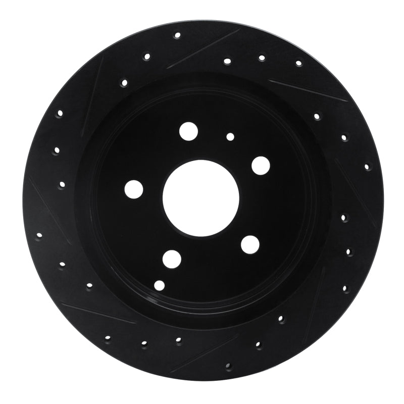 R1 Concepts R1 10-17 Chevrolet Equinox Rear Right Drilled & Slotted Black Brake Rotor