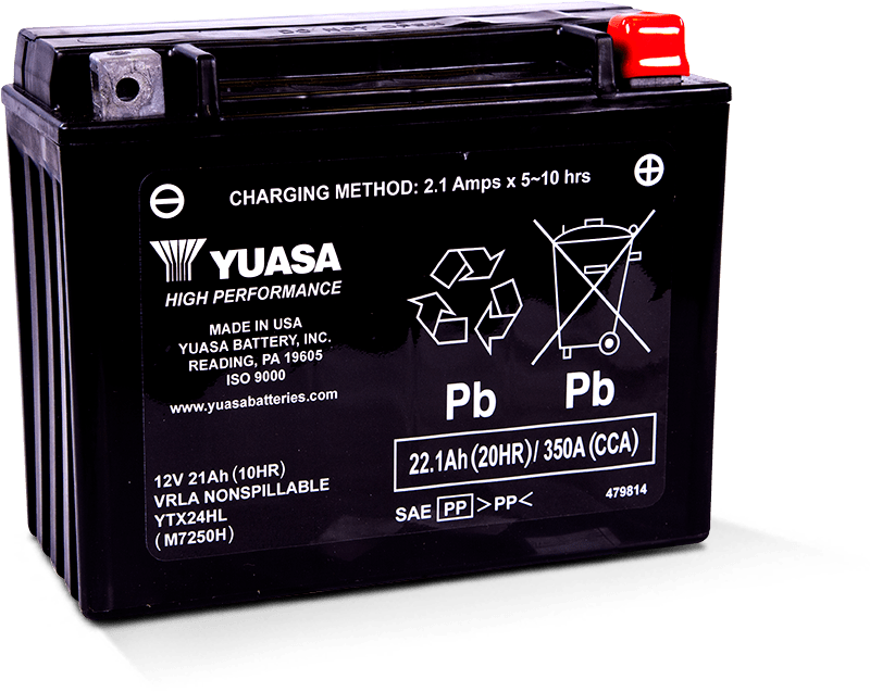 Yuasa Battery Yuasa YTX24HL Maintenance Free AGM 12-Volt Battery