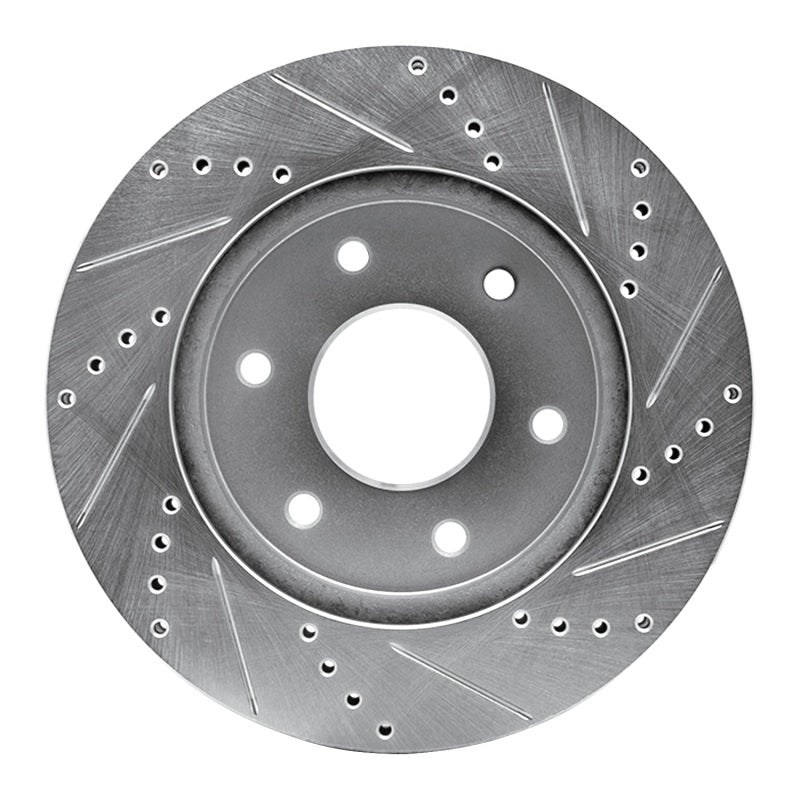 R1 Concepts R1 04-05 Infiniti QX56 Front Left Drilled & Slotted Silver Brake Rotor