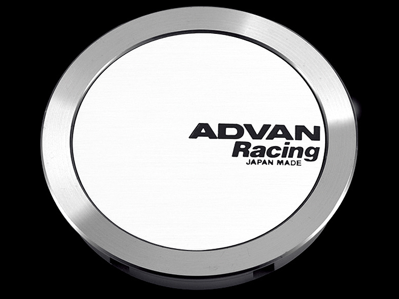 Advan 63mm Full Flat Center Cap - White/Silver Alumite