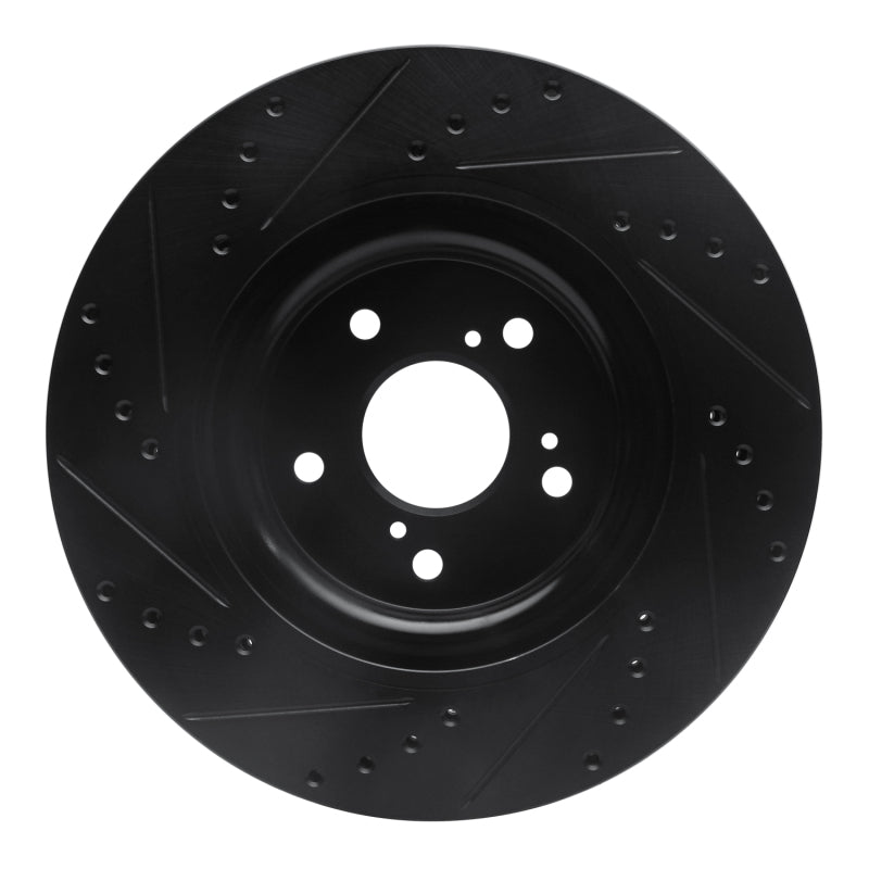 R1 Concepts R1 20-22 Honda CR-V Front Right Drilled & Slotted Black Brake Rotor