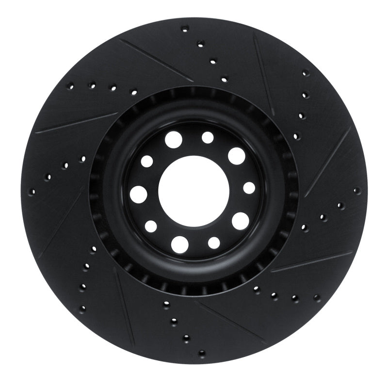 R1 Concepts R1 2017-2025 Alfa Romeo Stelvio Front Left Drilled & Slotted Black Brake Rotor