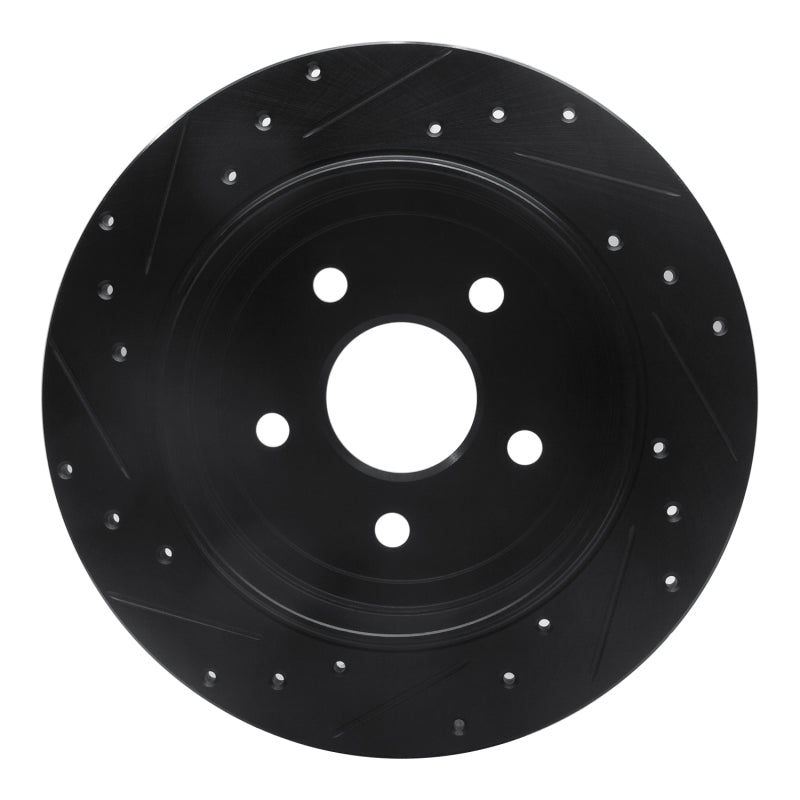 R1 Concepts R1 05-10 Jeep Commander Rear Right Drilled & Slotted Black Brake Rotor