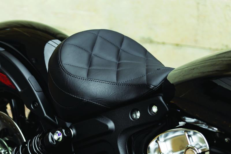 Mustang Motorcycle Mustang 18-21 Indian Scout Bobber Standard Touring Solo Seat Diamond Stitch - Black