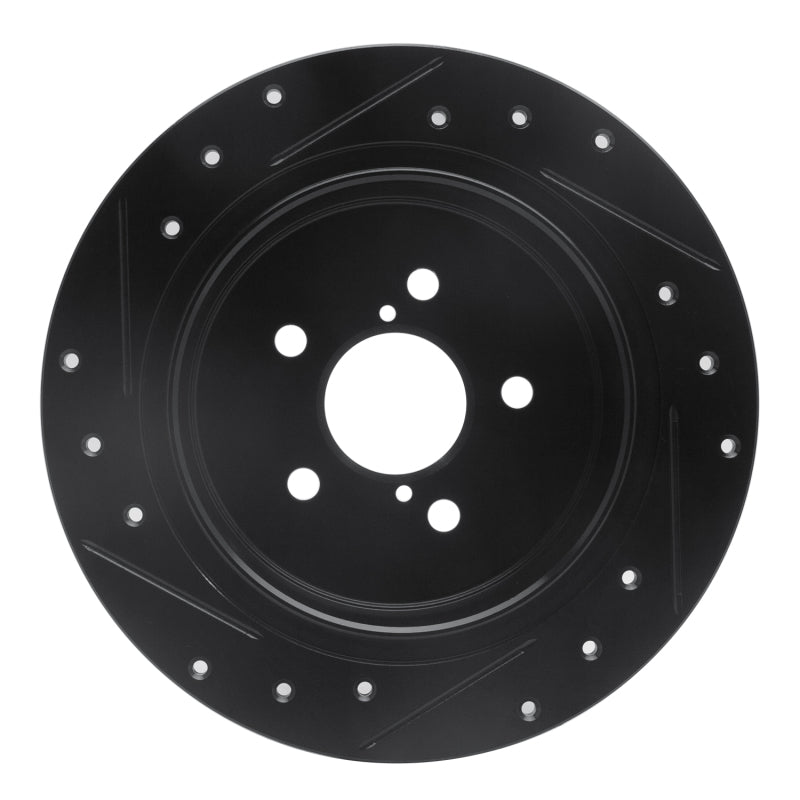 R1 Concepts R1 05-09 Subaru Legacy Rear Right Drilled & Slotted Black Brake Rotor