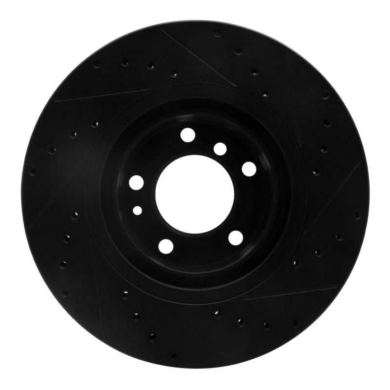 R1 Concepts R1 93-97 BMW 850CI Front Left Drilled & Slotted Black Brake Rotor