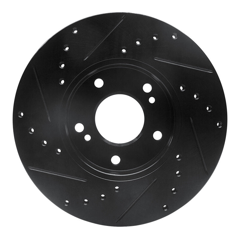 R1 Concepts R1 89-99 Infiniti I30 Front Right Drilled & Slotted Black Brake Rotor