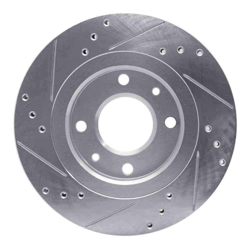 R1 Concepts R1 89-91 Peugeot 405 Front Right Drilled & Slotted Silver Brake Rotor