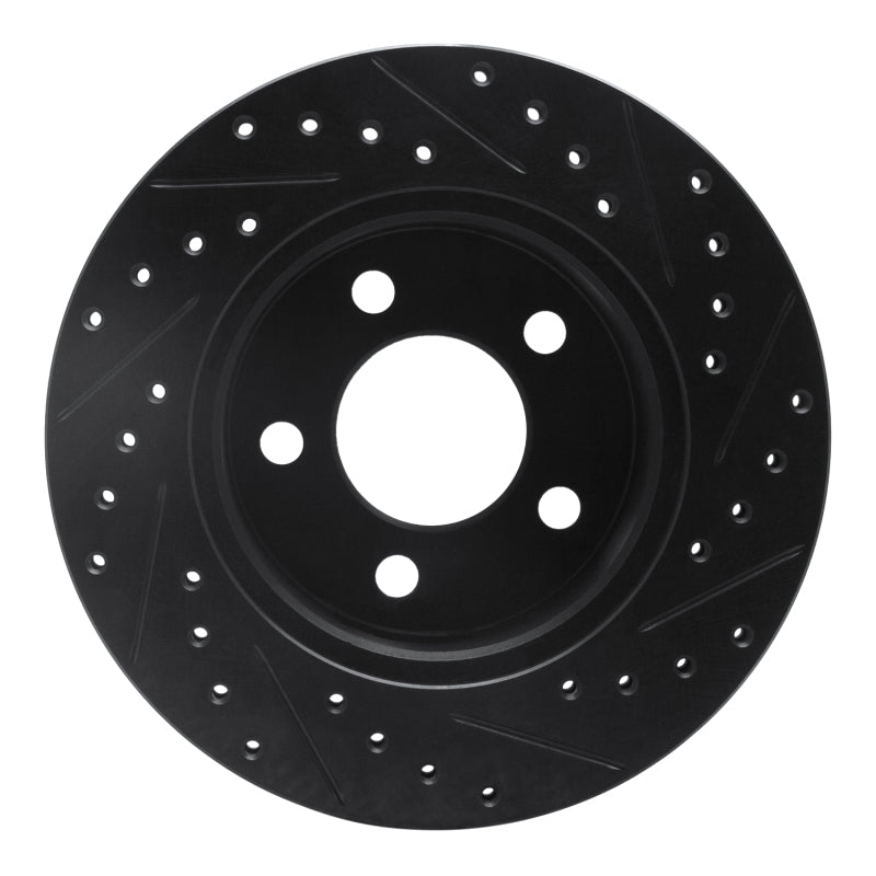 R1 Concepts R1 90-99 Jeep Cherokee Front Left Drilled & Slotted Black Brake Rotor