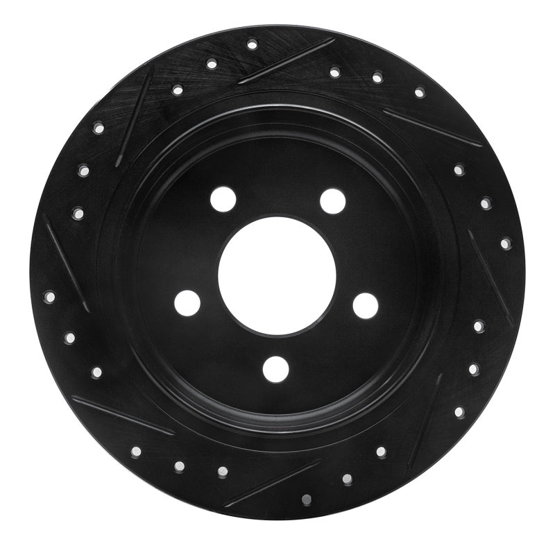 R1 Concepts R1 93-98 Jeep Grand Cherokee Rear Right Drilled & Slotted Black Brake Rotor