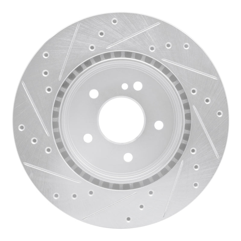 R1 Concepts R1 1998-2009 Chrysler Crossfire Rear Right Drilled & Slotted Silver Brake Rotor
