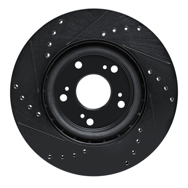 R1 Concepts R1 12-16 Honda CR-V Front Right Drilled & Slotted Black Brake Rotor