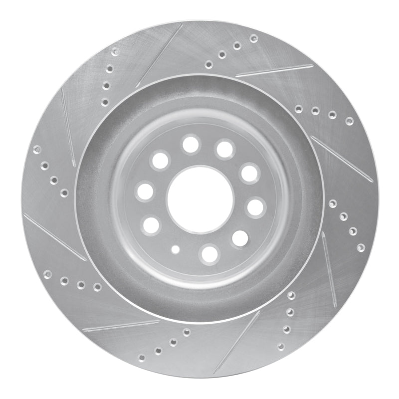 R1 Concepts R1 12-21 Tesla Model S Rear Right Drilled & Slotted Silver Brake Rotor