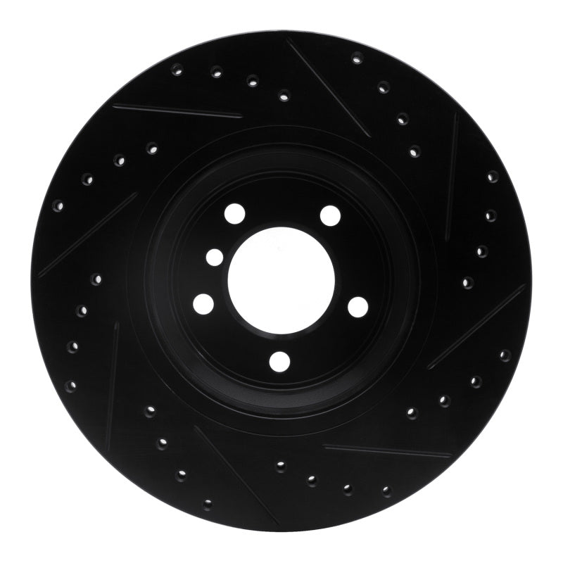 R1 Concepts R1 07-15 BMW 335I xDrive Front Left Drilled & Slotted Black Brake Rotor