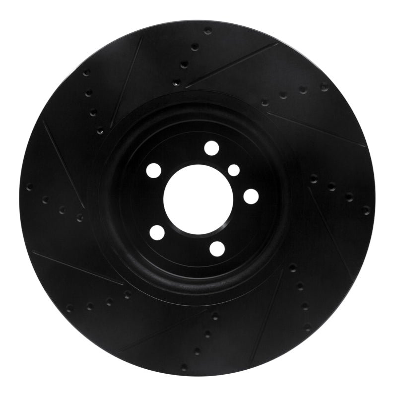 R1 Concepts R1 13-20 BMW 440I Coupe Front Right Drilled & Slotted Black Brake Rotor