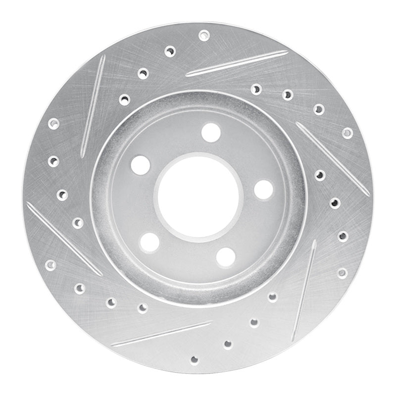R1 Concepts R1 96-00 Chrysler Voyager Front Right Drilled & Slotted Silver Brake Rotor