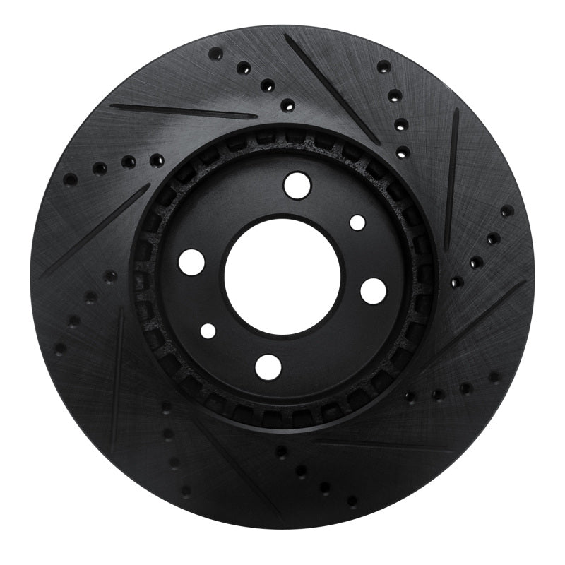R1 Concepts R1 88-98 Saab 9000 Front Left Drilled & Slotted Black Brake Rotor