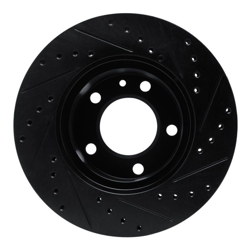 R1 Concepts R1 82-89 BMW 635CSI Front Left Drilled & Slotted Black Brake Rotor