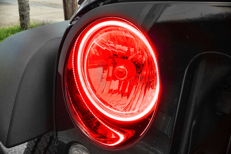 ORACLE Lighting Oracle 07-17 Jeep Wrangler Surface Mount LED Headlight Halo Kit - Red