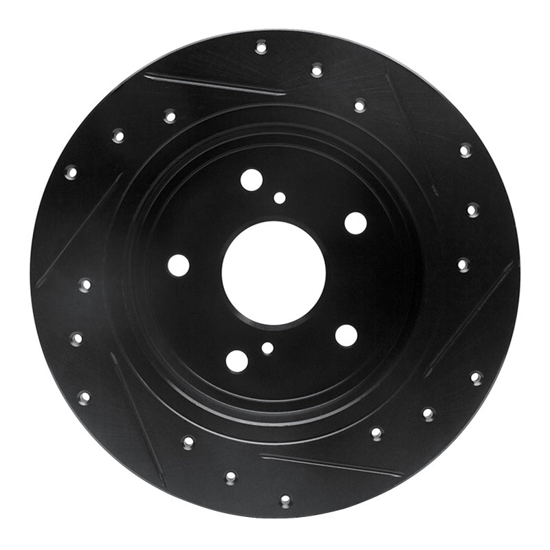 R1 Concepts R1 10-13 Suzuki Kizashi Rear Left Drilled & Slotted Black Brake Rotor