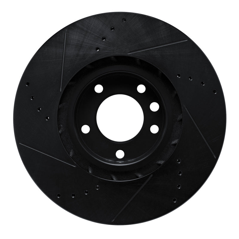 R1 Concepts R1 2011-2018 Porsche Cayenne Left Front Drilled & Slotted Black Brake Rotor