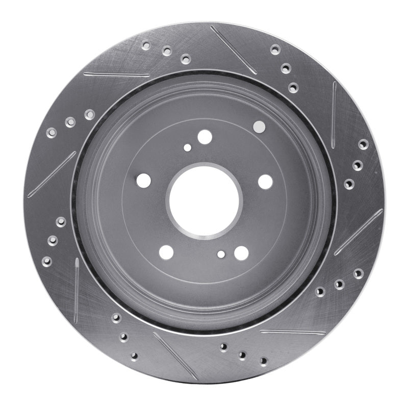 R1 Concepts R1 09-17 Suzuki Grand Vitara Rear Left Drilled & Slotted Silver Brake Rotor