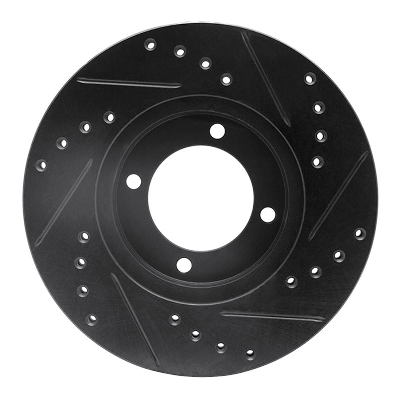 R1 Concepts R1 84-87 Toyota Cressida Front Left Drilled & Slotted Black Brake Rotor