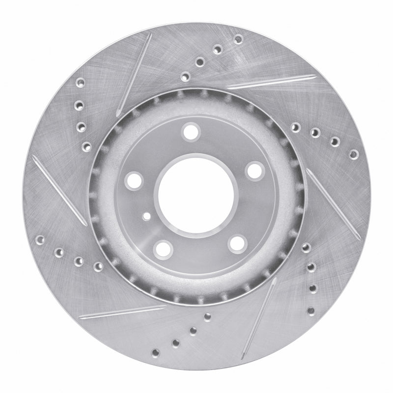 R1 Concepts R1 03-05 Infiniti G35 Front Right Drilled & Slotted Silver Brake Rotor