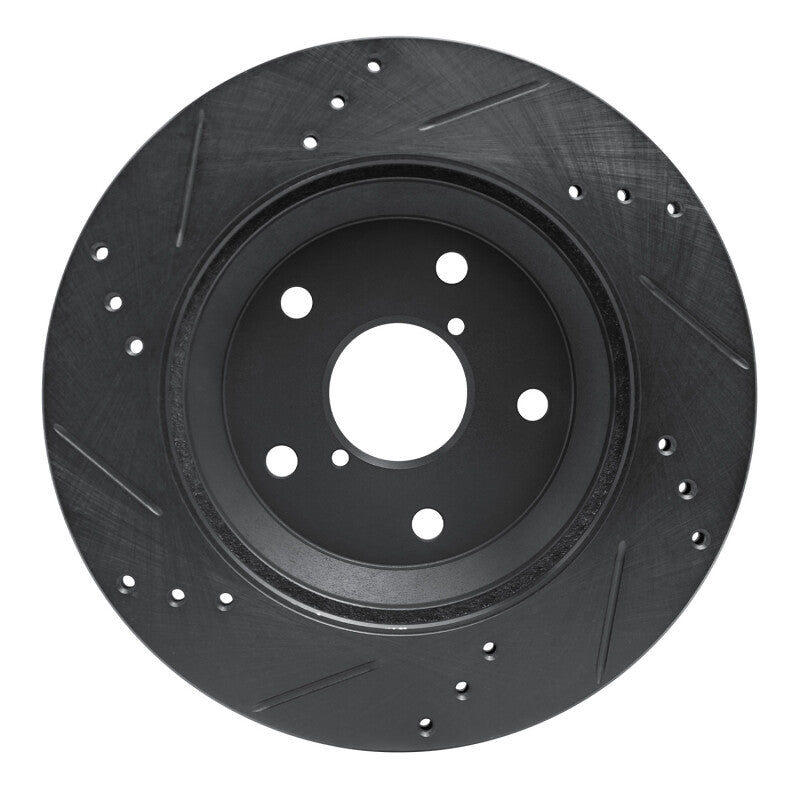R1 Concepts R1 -25 Subaru Crosstrek Rear Right Drilled & Slotted Black Brake Rotor
