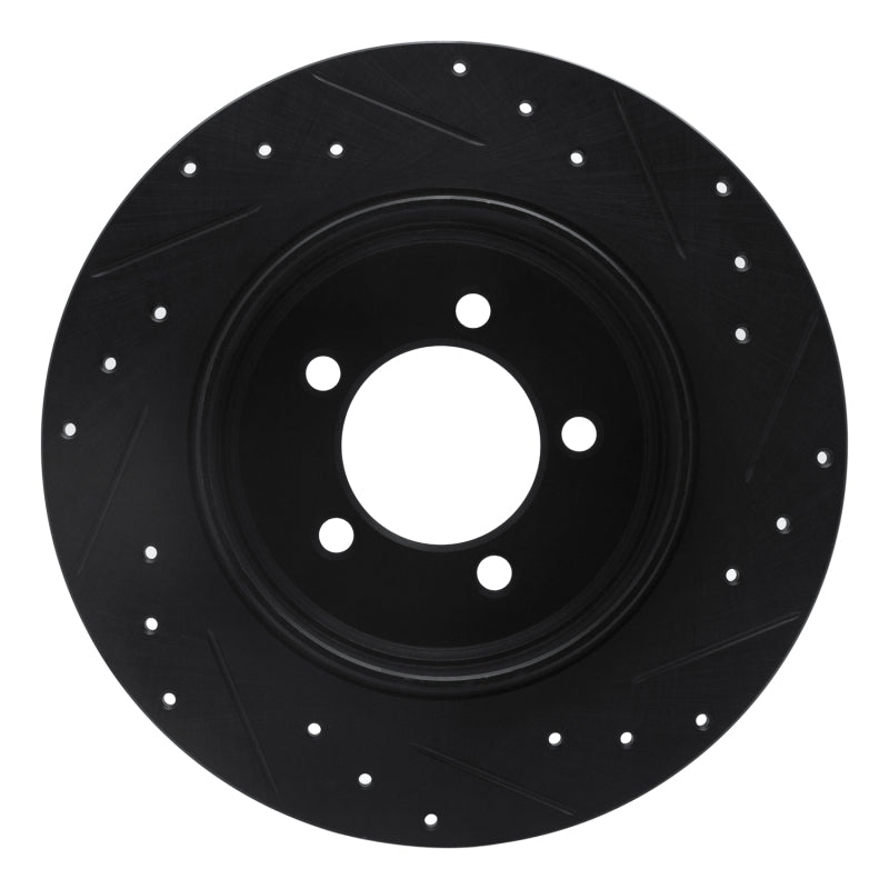 R1 Concepts R1 03-05 Lincoln AVIATOR Rear Left Drilled & Slotted Black Brake Rotor
