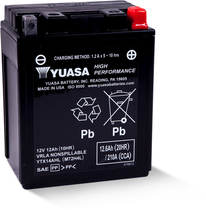 Yuasa Battery Yuasa YTX14AHL Maintenance Free AGM 12-Volt Battery