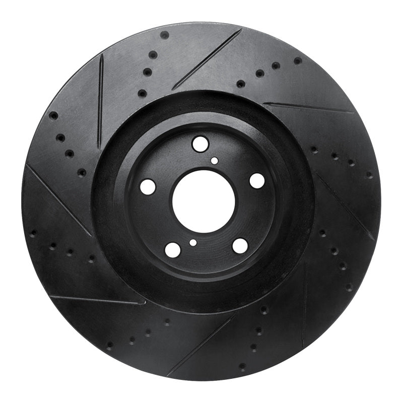 R1 Concepts R1 09-11 Lexus GS350 Right Front Drilled & Slotted Black Brake Rotor