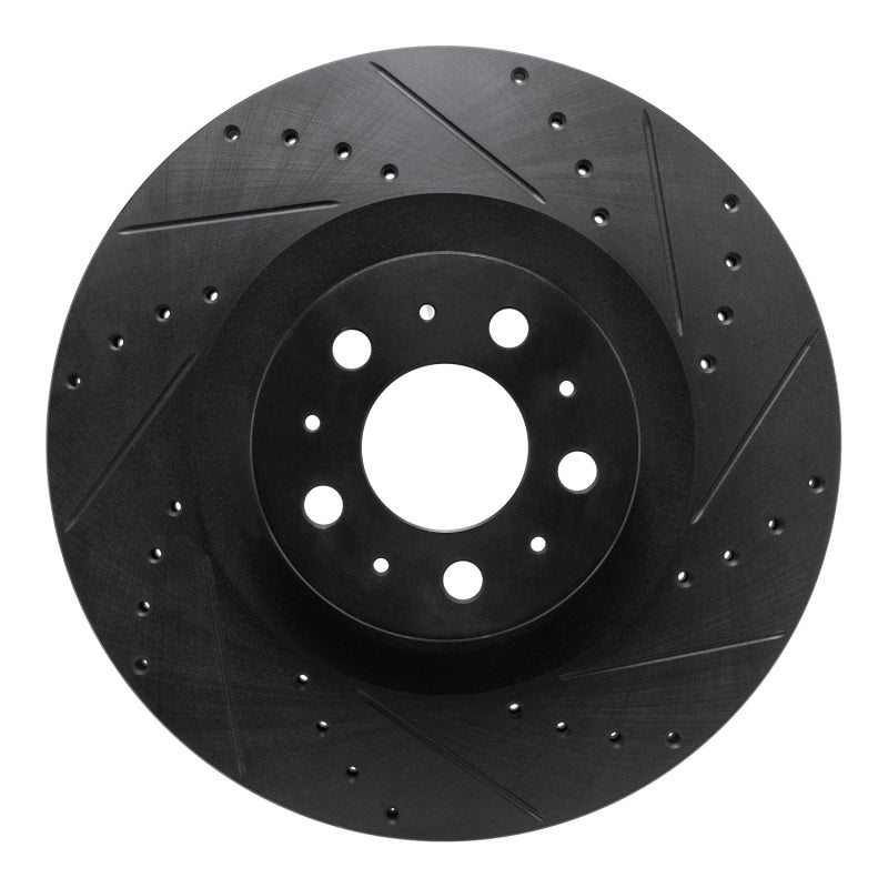 R1 Concepts R1 20-25 Tesla Model Y Front Right Drilled & Slotted Black Brake Rotor