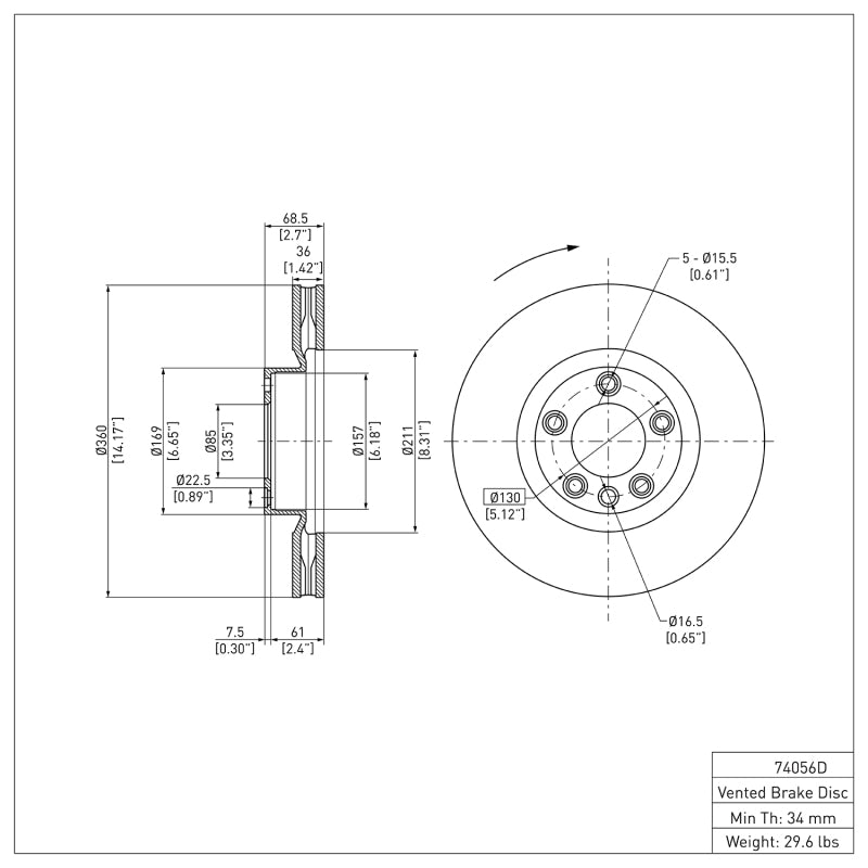 DFC 11-18 Porsche Cayenne Right Front Brake Rotor