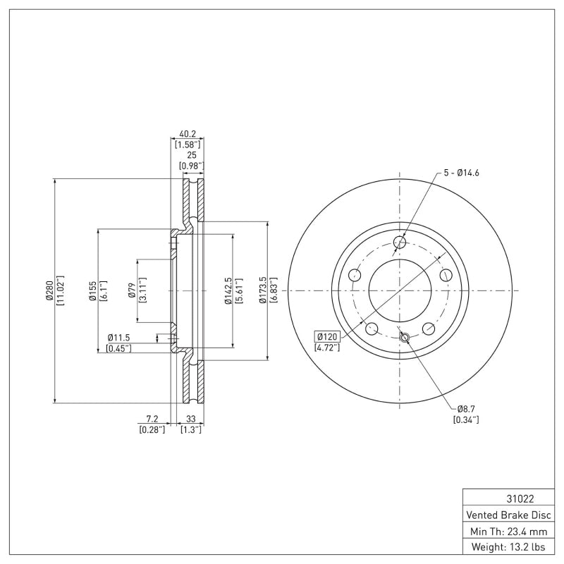 DFC 88-91 BMW M3 Front GeoSPEC Coated Rotor