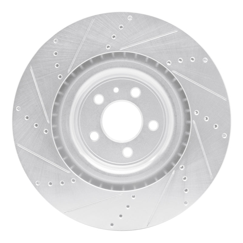 R1 Concepts R1 13-14 Ford Mustang Front Right Drilled & Slotted Silver Brake Rotor